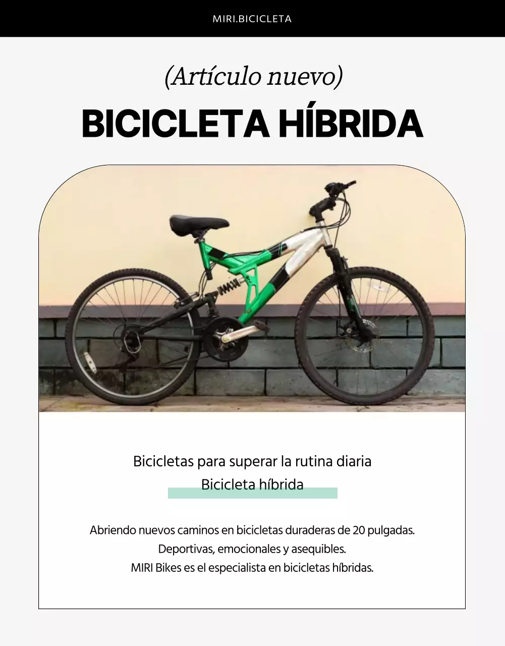 Evento en bicicleta con fondo gris y líneas limpias