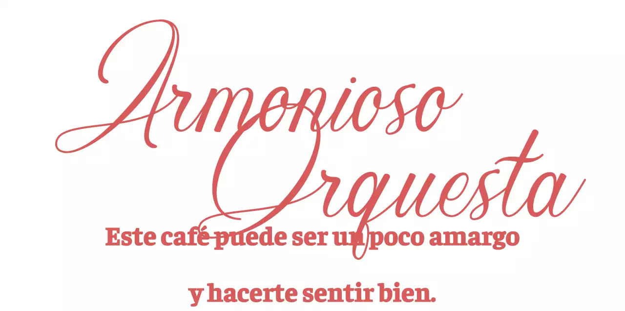 Para una cafetería de concepto exclusivo con texto en inglés en rojo.