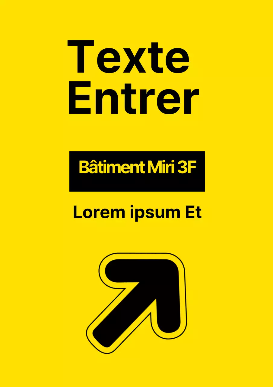 Promotion simple d'un magasin avec texte et flèches jaunes et noires
