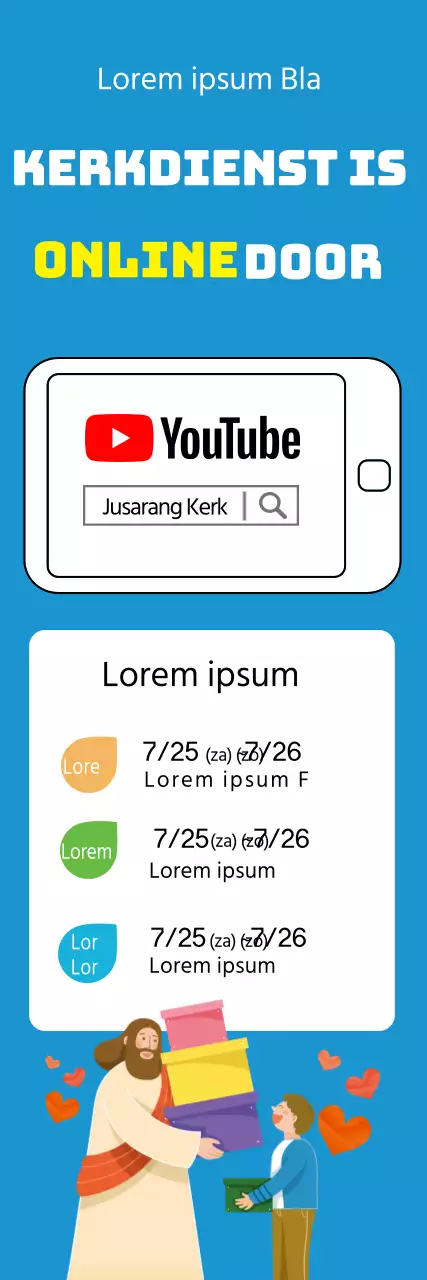 Blauw geïllustreerde online kerkdienstgids