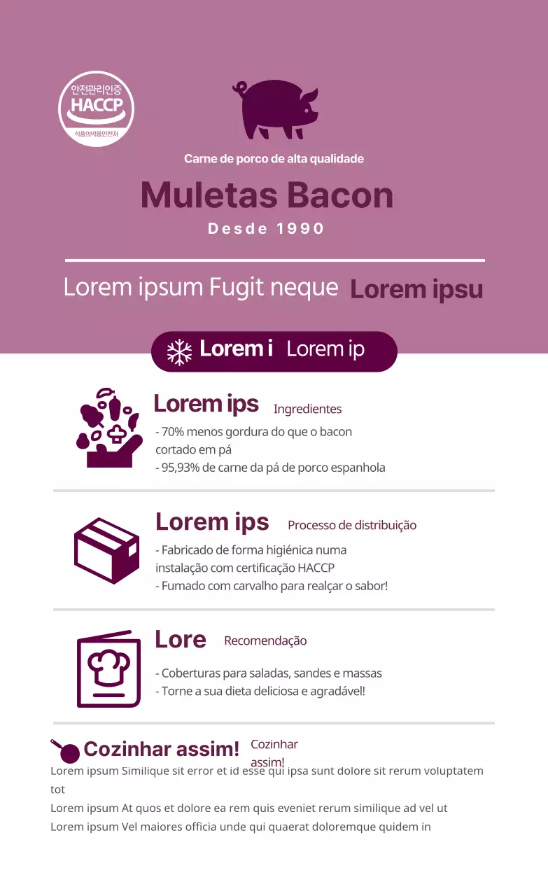 Rótulo com logótipo rosa para descrição de receitas alimentares