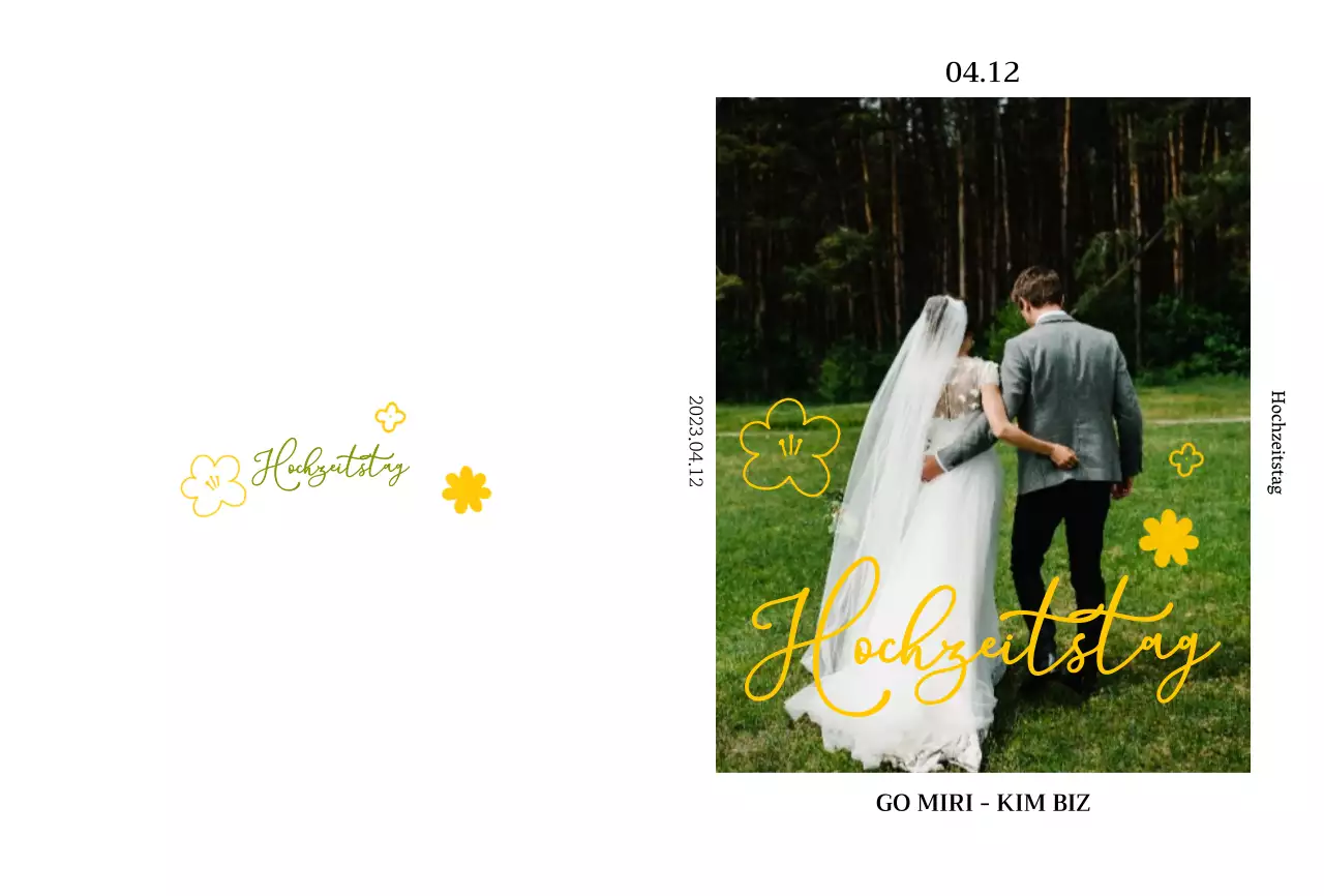 Frühling blumige Illustration Konzept Hochzeitseinladung in Chartreuse und gelb