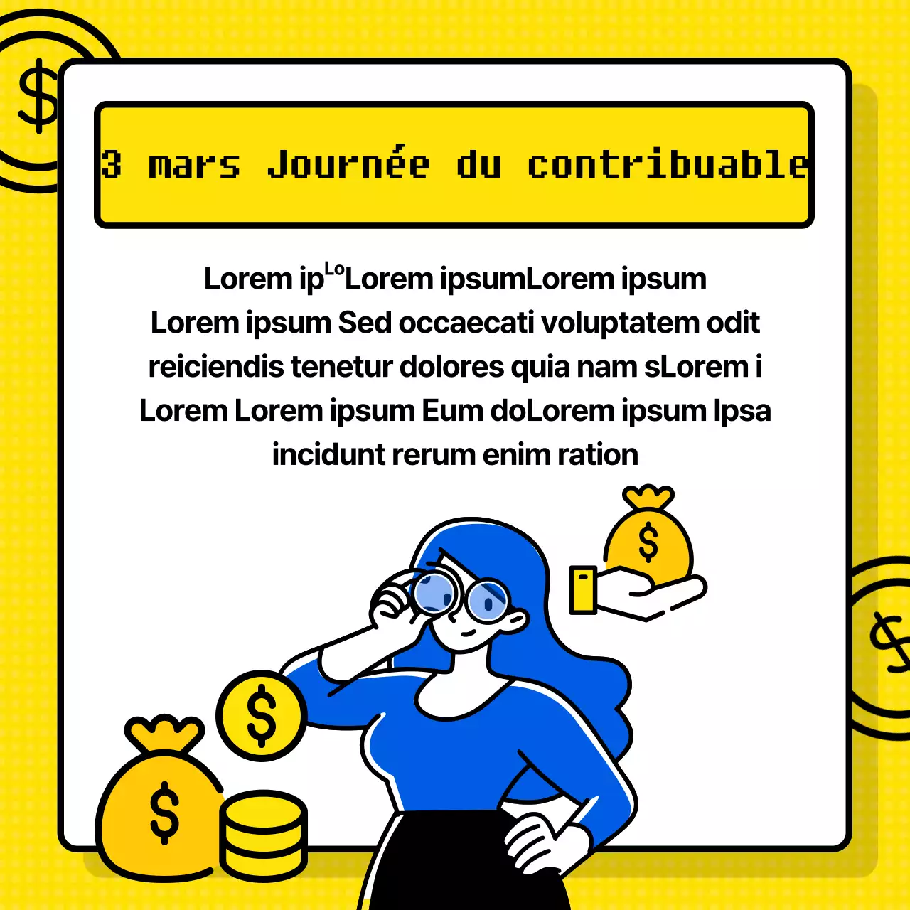 Fourniture d'informations exemplaires sur les contribuables avec un thème de calculatrice jaune (Card News)