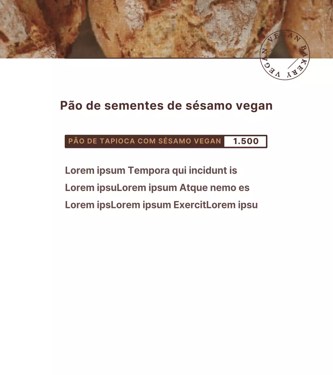Castanho, estilo de apresentação de texto simples Informações sobre o pão