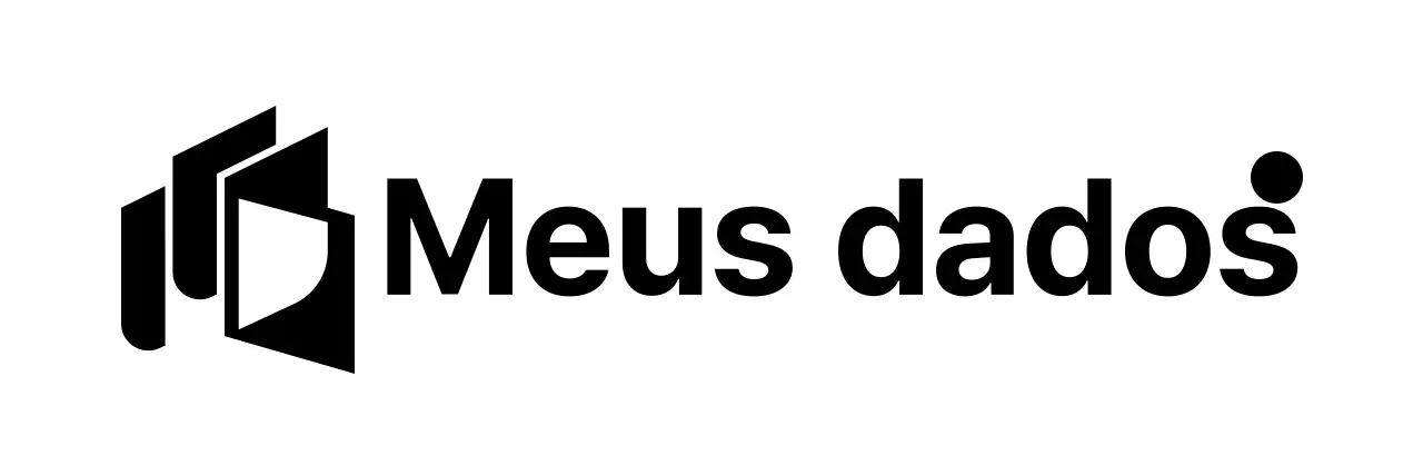 Logótipo da empresa de gestão de dados com símbolos simples a preto
