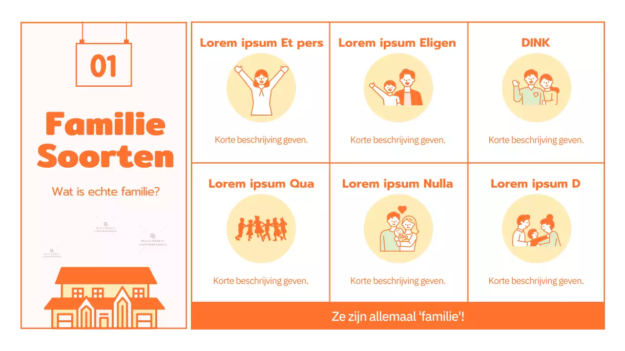 Familiecultuurprogramma met schattige oranje illustraties