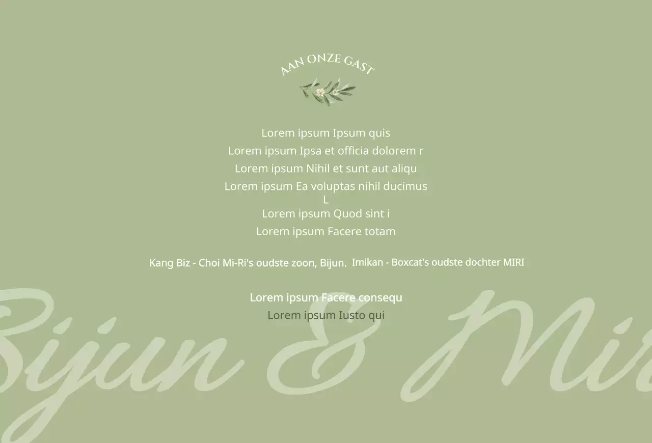 Bruiloft uitnodiging in zwart en wit met groene accenten