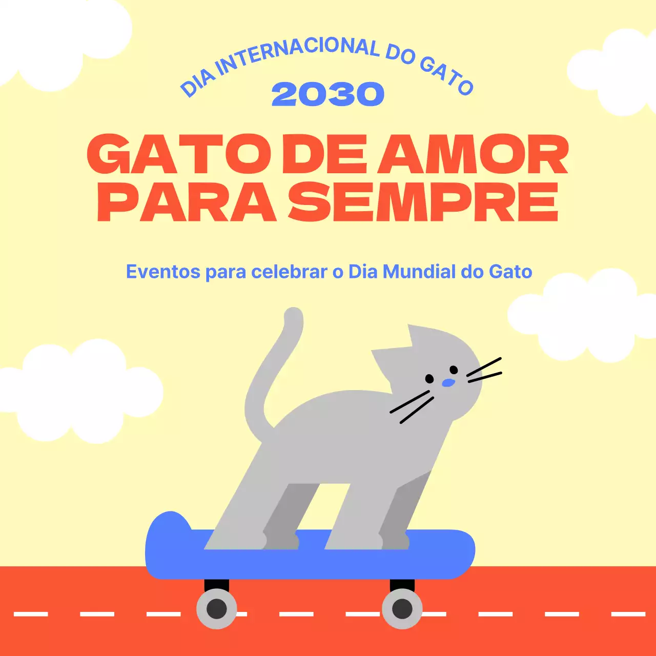 Uma versão simples, amarela e ilustrada do Dia do Gato
