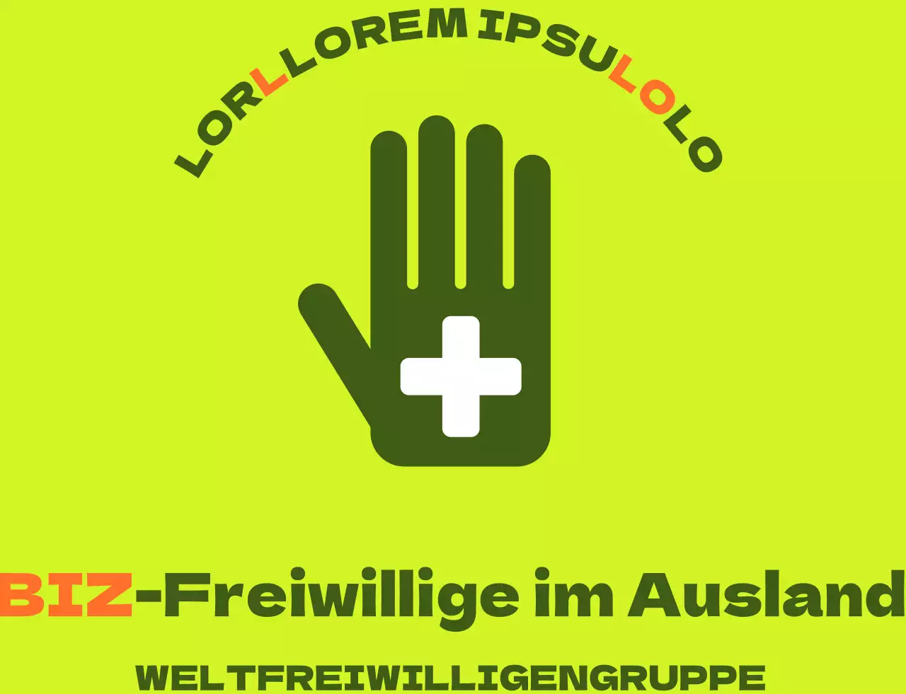 Weste für Freiwillige im Ausland mit einfachem grün-orangefarbenem Logo