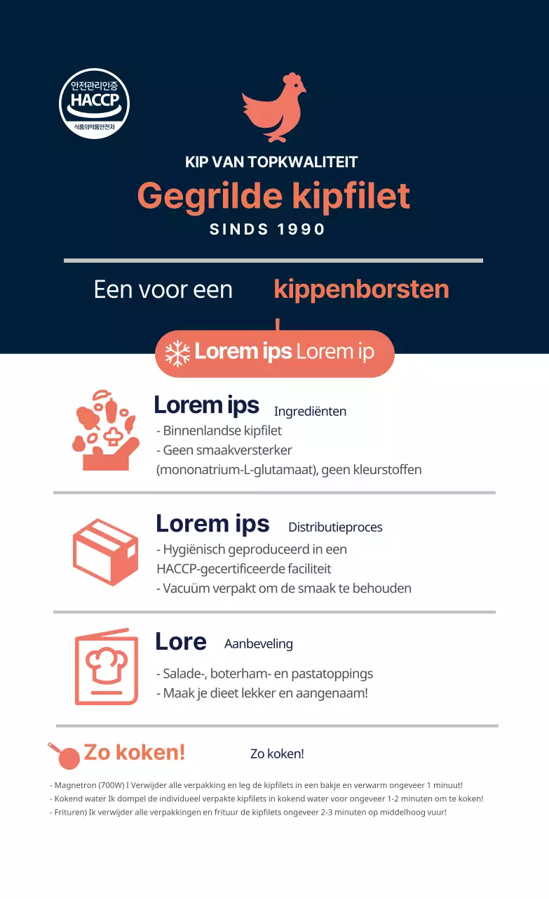 Oranje marineblauw logo voedsel recept beschrijving label