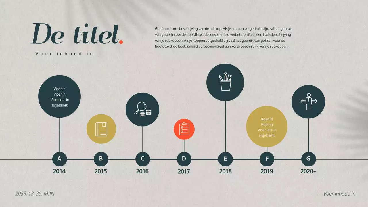 Ontwerp een tijdlijngrafiek met een emotioneel concept