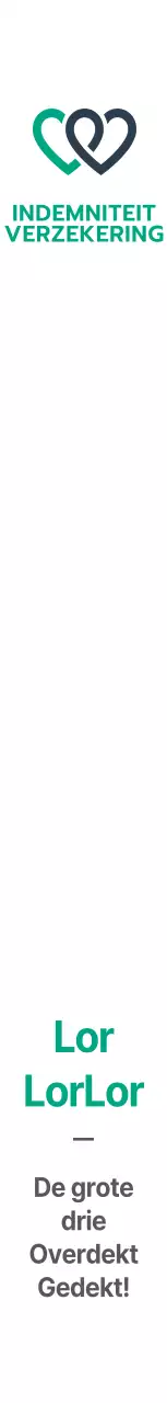 Een verzekeringsproduct promoten met een turquoise en zwart logo en tekst voor schadeverzekeringen.