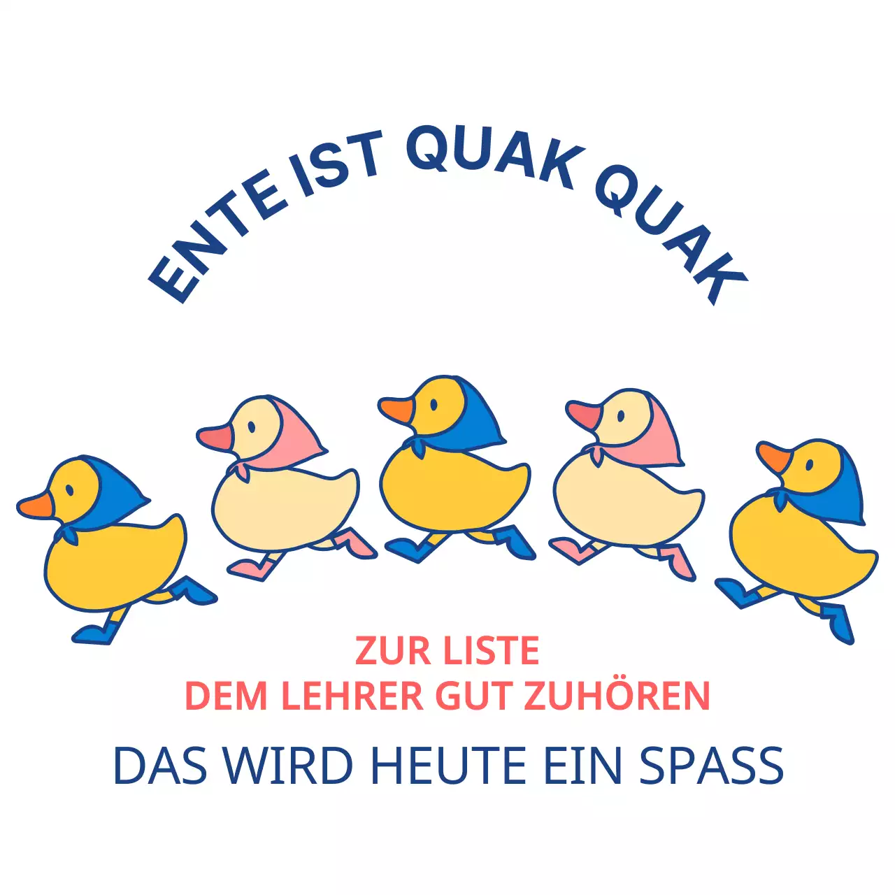 Vorschulgruppen-T-Shirt mit einer niedlichen Enten-Illustration in bunten Farben