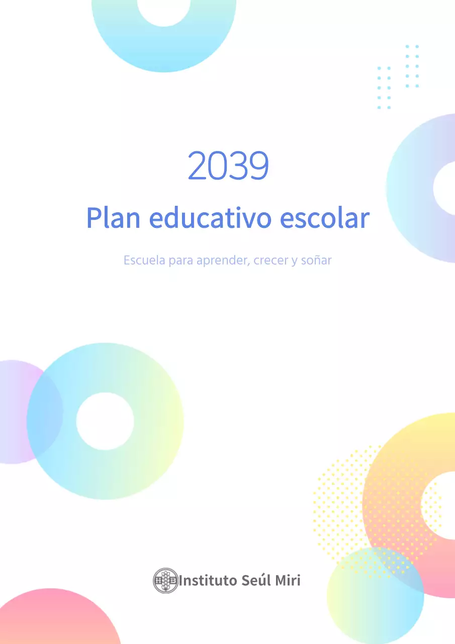 Informes escolares con motivo de círculos rosas y azules