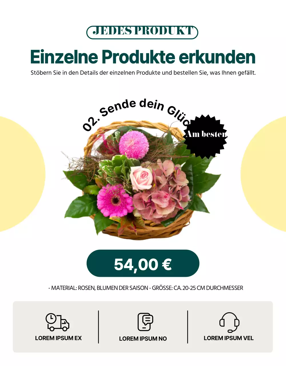Einführung des klassischen grün-gelben Blumenlieferdienstes