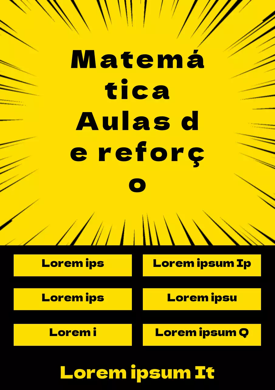 Promoção simples de explicações com formas e realces em amarelo e preto