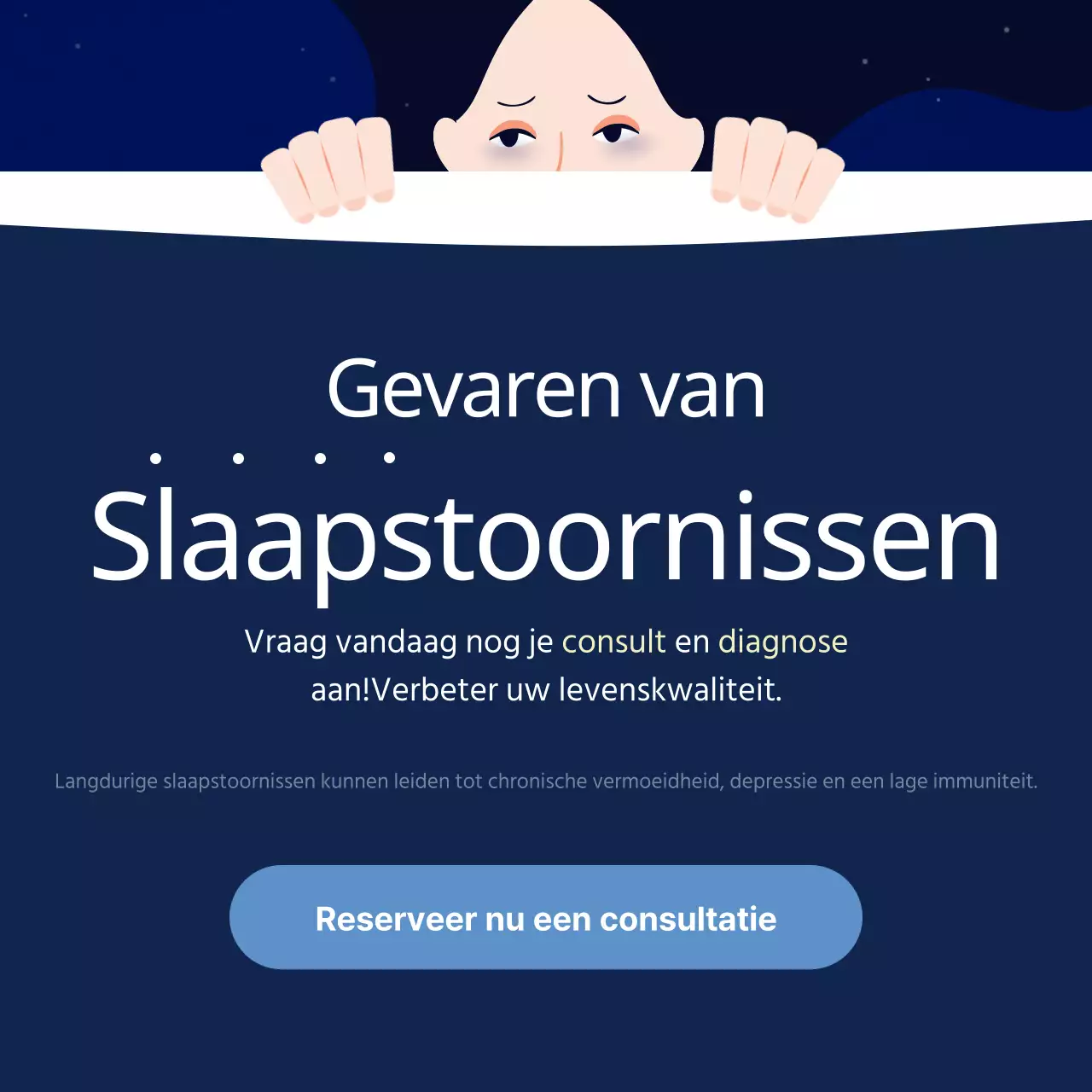 Donkere, dromerige nachten van marineblauw en paars ongewenste gasten Diagnose van slapeloosheid