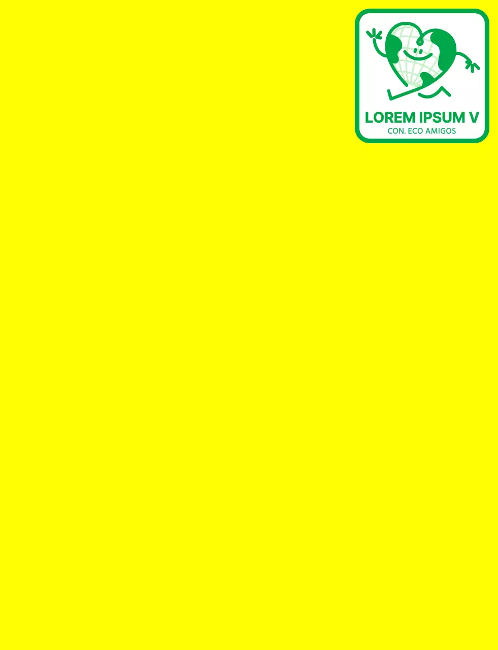 Emblema de logotipo con un simpático personaje de la Tierra en amarillo y verde para una organización de campaña medioambiental mundial.