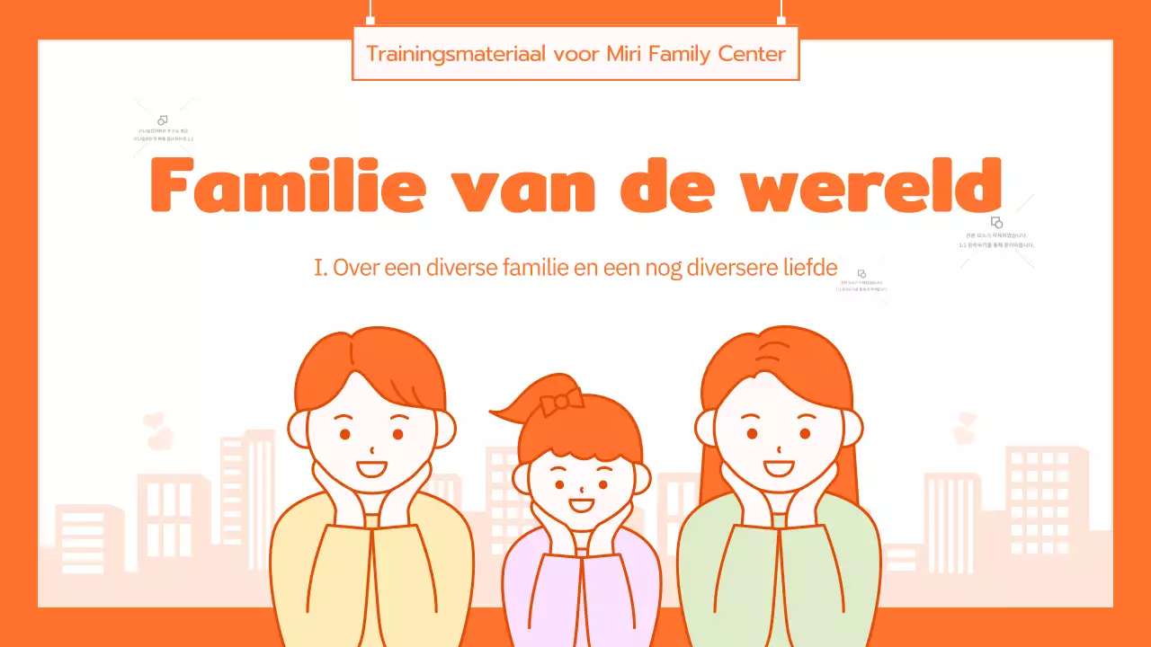 Familiecultuurprogramma met schattige oranje illustraties