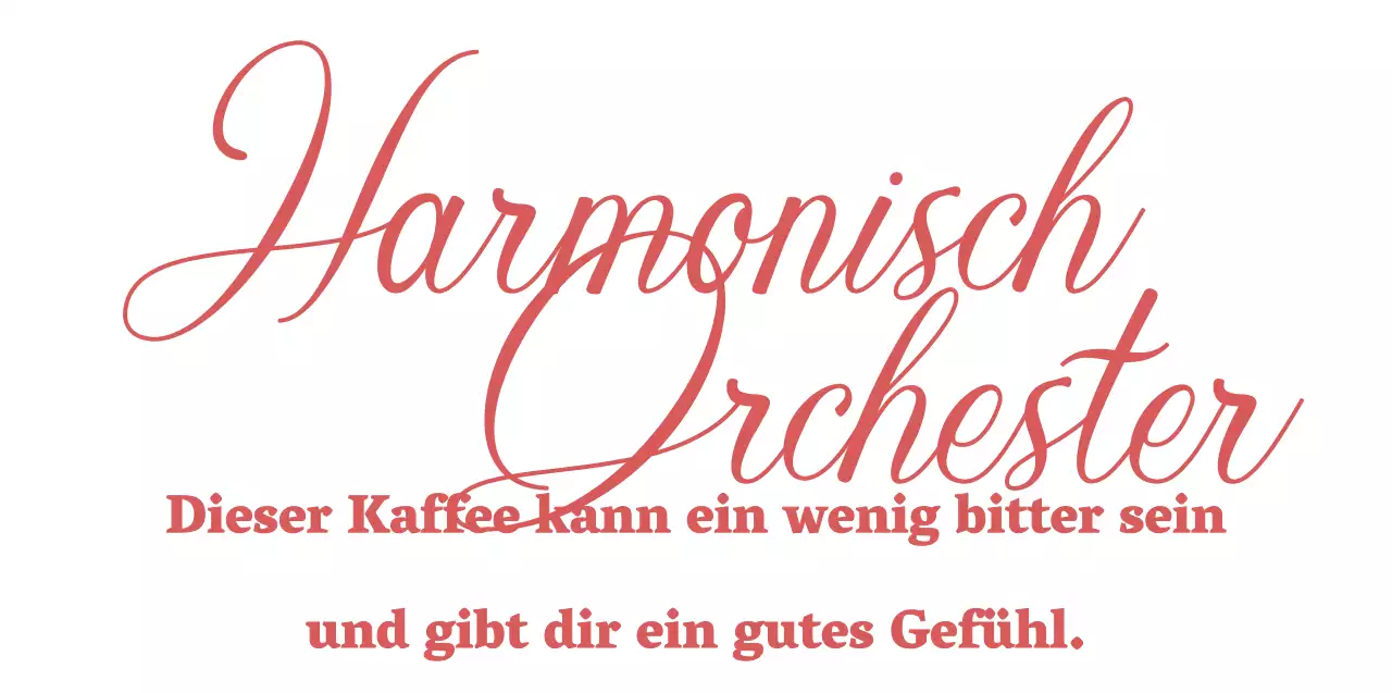 Für ein gehobenes Konzept-Café mit englischem Text in Rot.