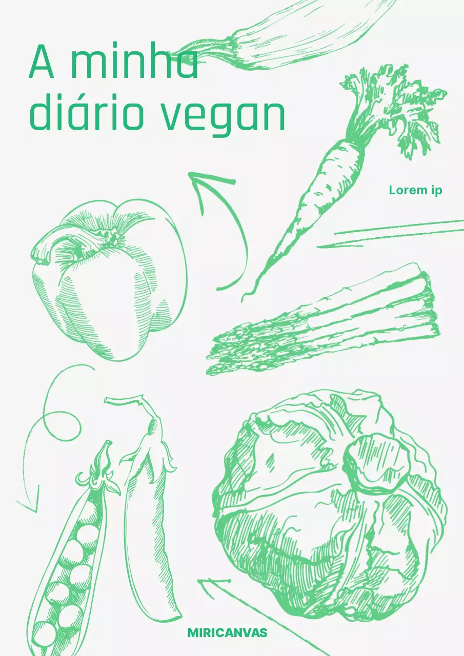 Rabiscos verdes desenhados à mão diário natural vegan