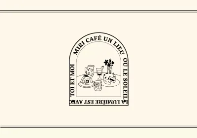 Concept de café avec des illustrations au trait émotionnelles et luxueuses en ivoire et noir