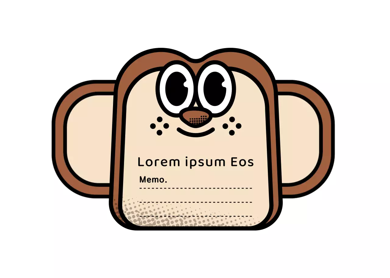 Schattige en hippe broodkarakter-stijl voedselverzegelingsetiketstickers in bruin en lichtgeel