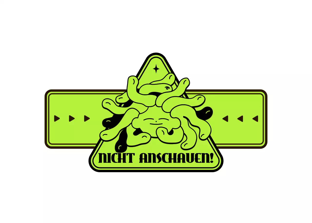 Ein niedliches und angesagtes illustriertes Emblem-Logo-Konzept in Chartreuse für persönliche Gegenstände.