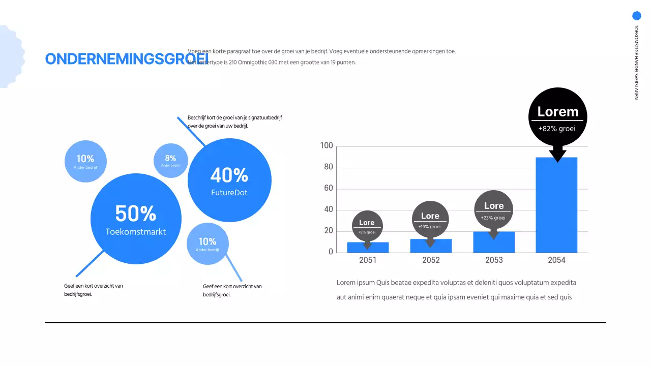 Eenvoudige online vacaturepresentatie in blauw en wit