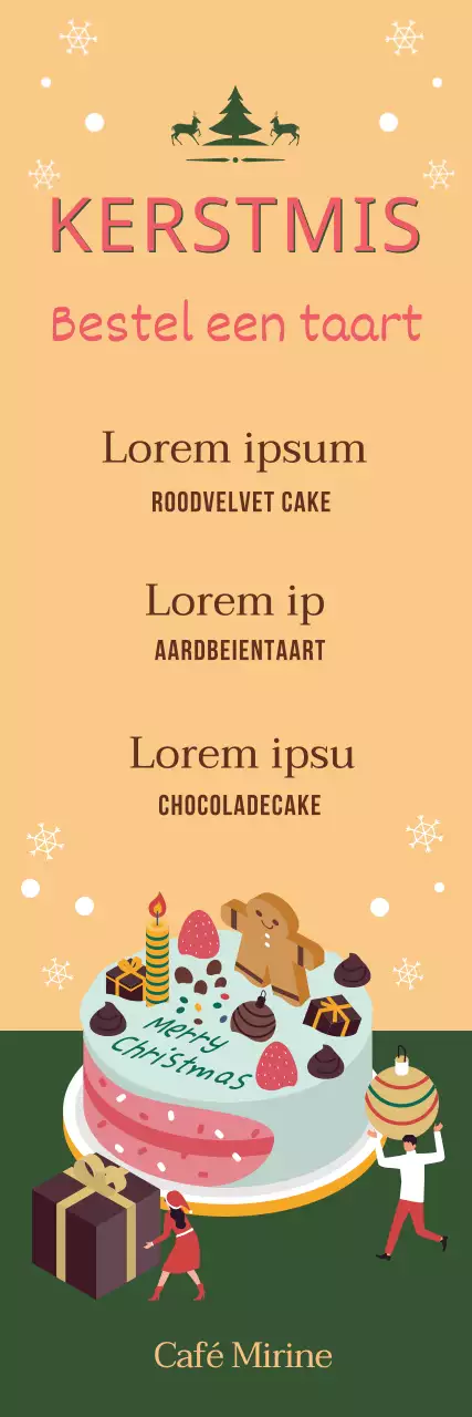 Oranje Geïllustreerde Kersttaart Cafe Reservering