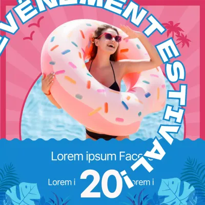 Économisez sur les vêtements de plage d'été, mis en valeur par des photos roses et bleues