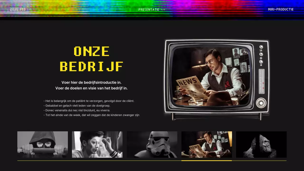 Videovoorstel voor een kleurrijk retro uitzendconcept