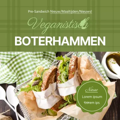 Groen geruit patroonFoto hoogtepunten veganistische broodjesNieuwe veganistische broodjes