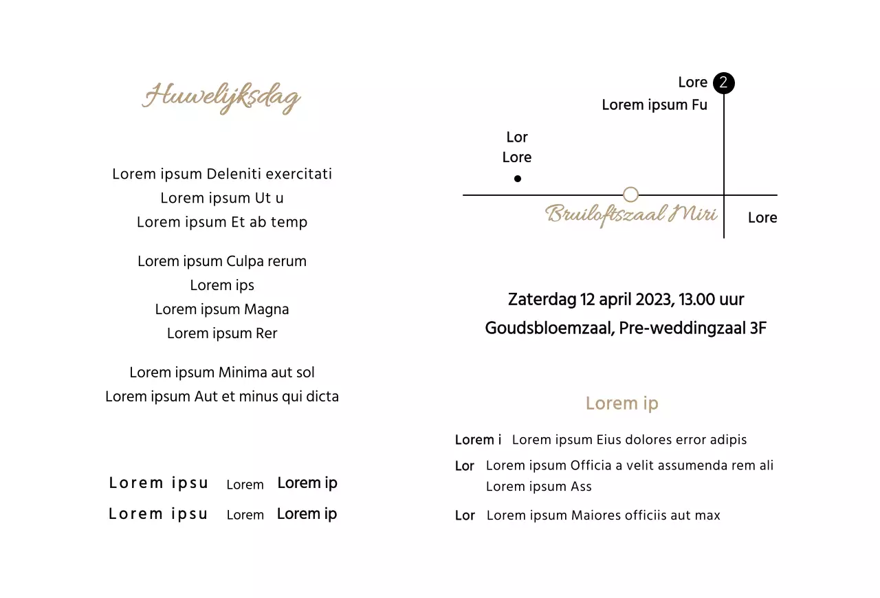 Bruiloftsuitnodiging met eenvoudig gekwartierd kader in beige en zwart