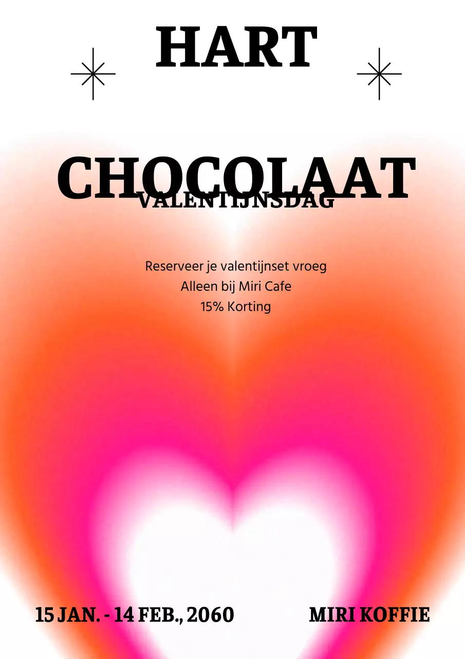 Grafische Valentijnspromotie in roze-oranje tinten