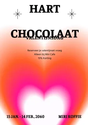 Grafische Valentijnspromotie in roze-oranje tinten