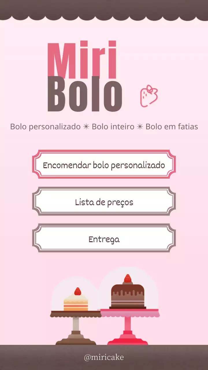 Conceito de pastelaria castanho-rosa Fofo Loja de bolos Promoção Link Nota