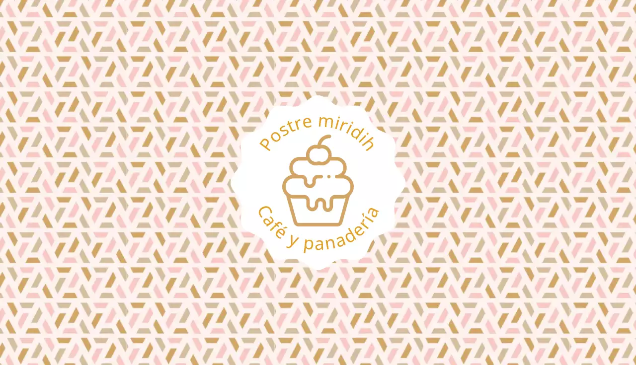 Tarjeta de visita ilustrada de postre rosa beige