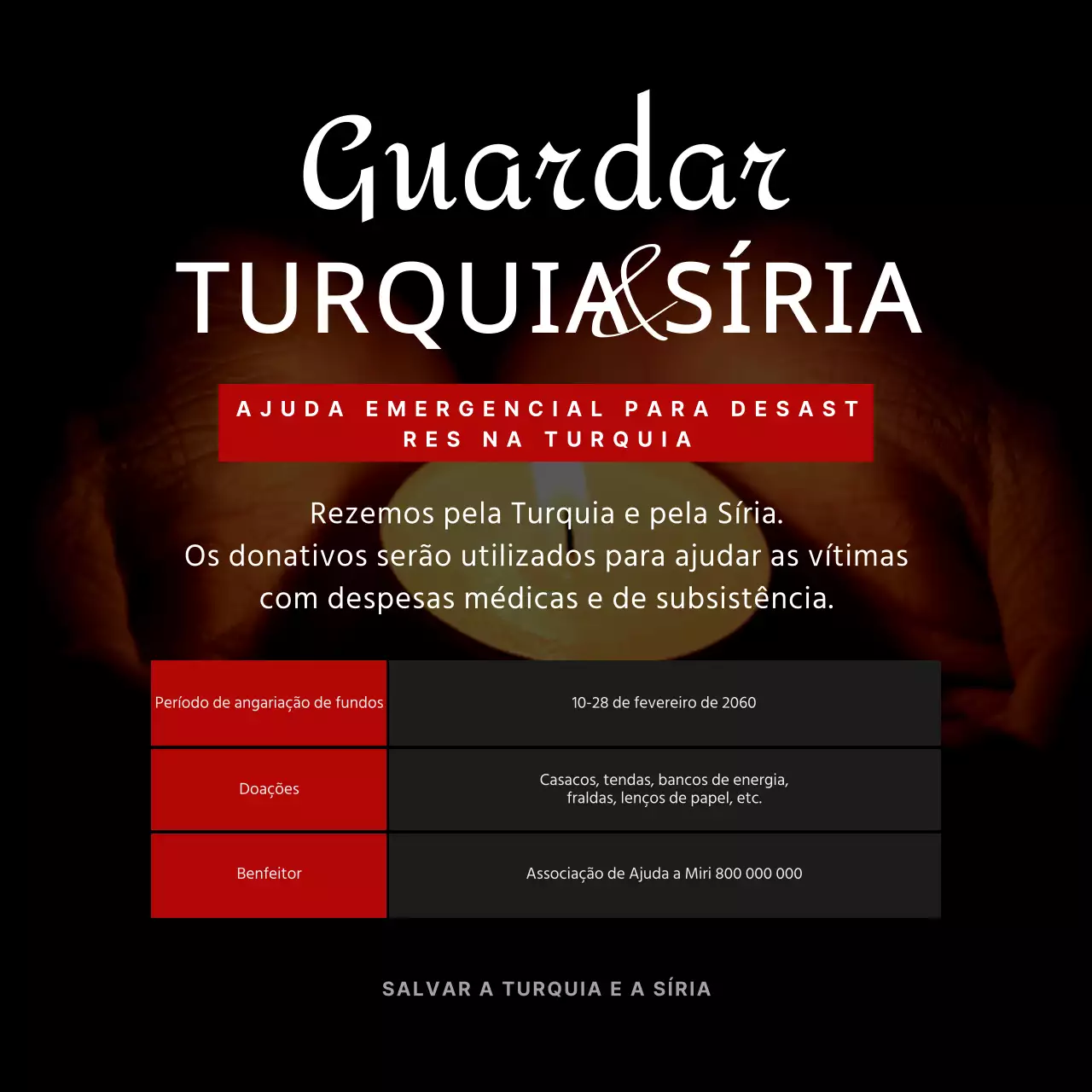 Ajuda de Emergência Turkiye em preto e vermelho