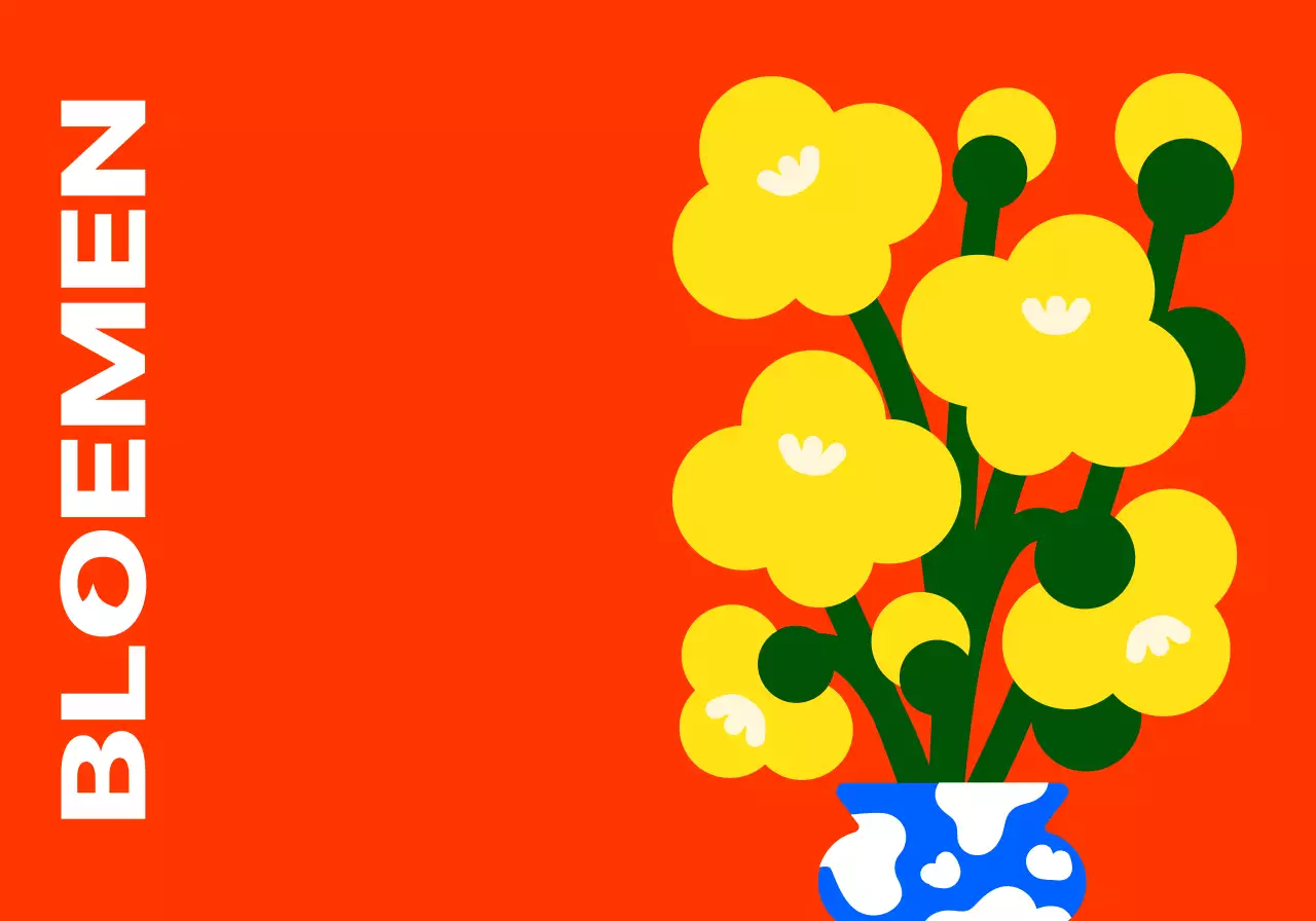 Kleurrijke, schattige en hippe bloemenillustratie voor persoonlijke producten