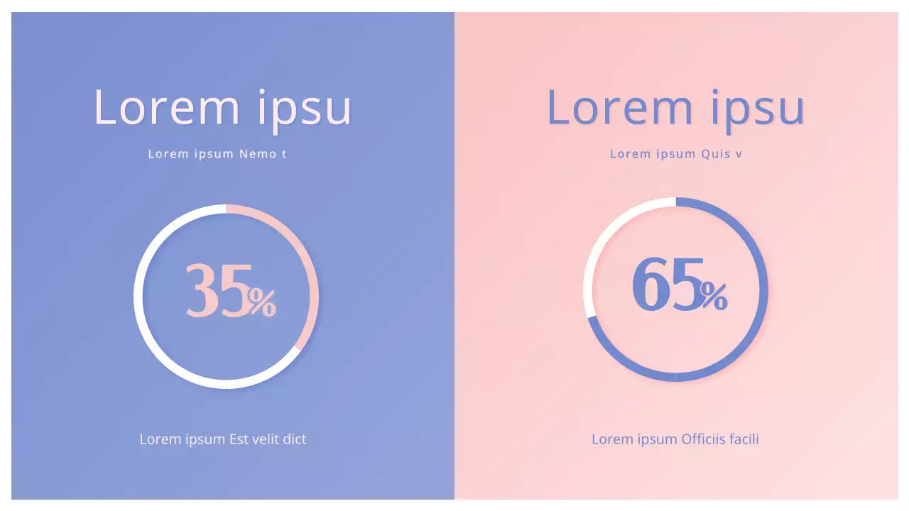 Vergleichendes Kreisdiagramm mit rosa-violettem Farbverlauf