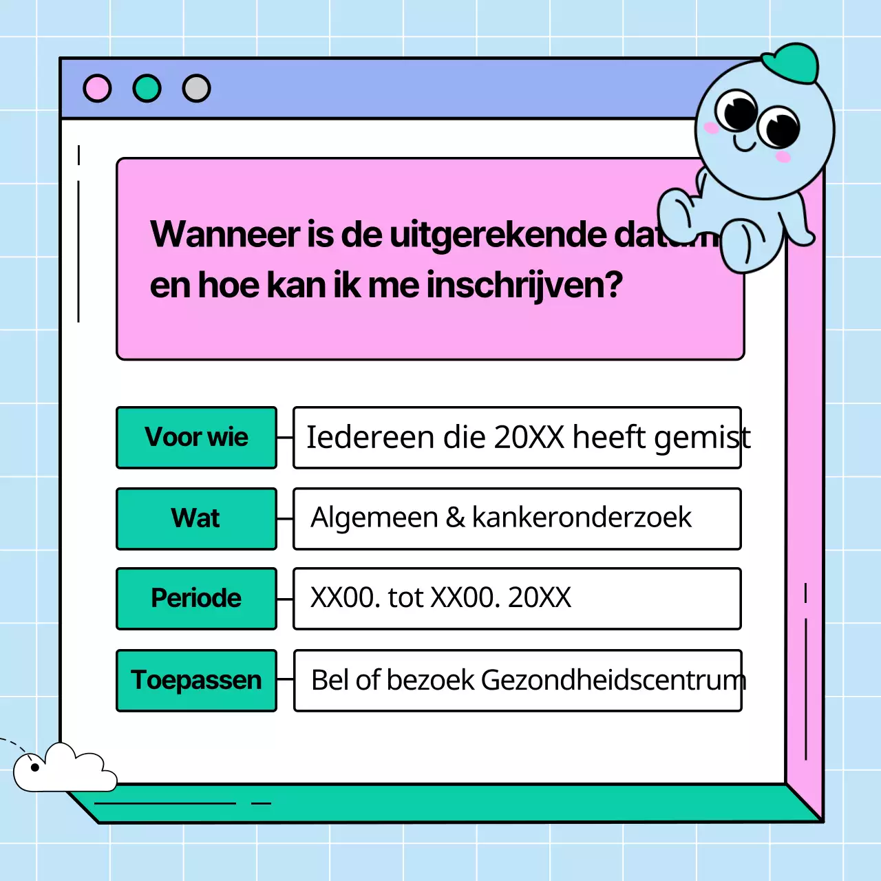 Roze en groene uitbreiding gezondheidscontrole webpagina
