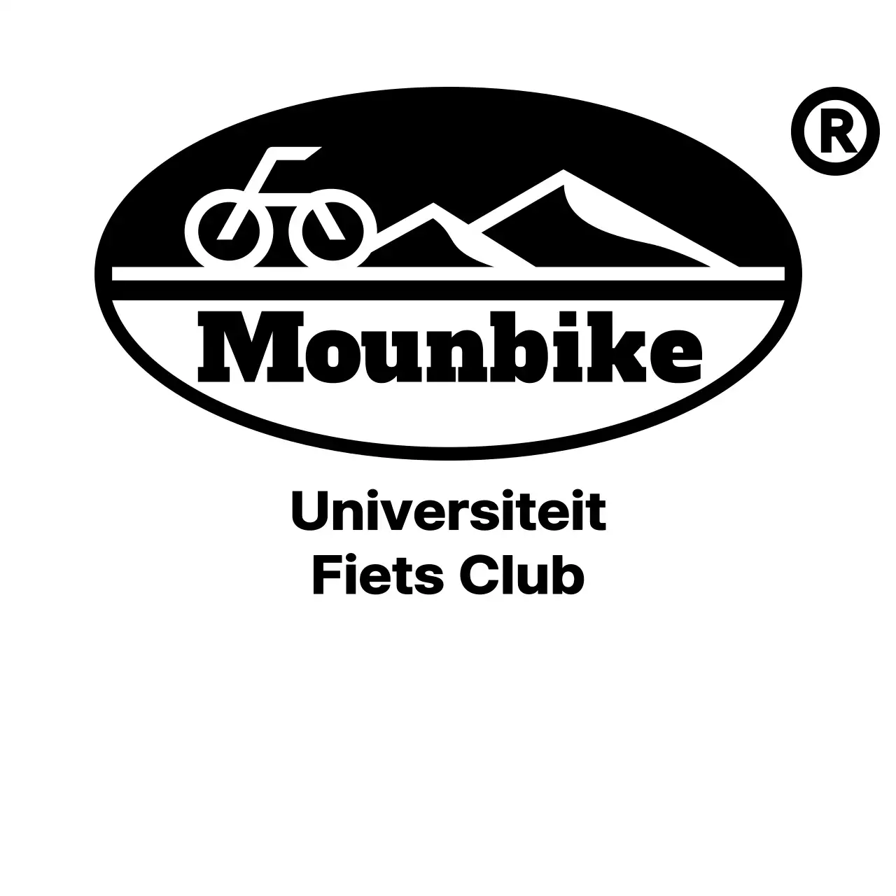 Mountainbike club concept met eenvoudige zwarte bergen en fietsen illustratie