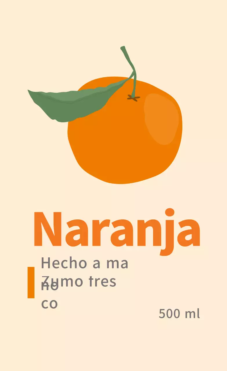 Simpáticas etiquetas alimentarias con ilustraciones naranjas