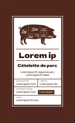 Étiquettes alimentaires illustrées en brun pour le steak
