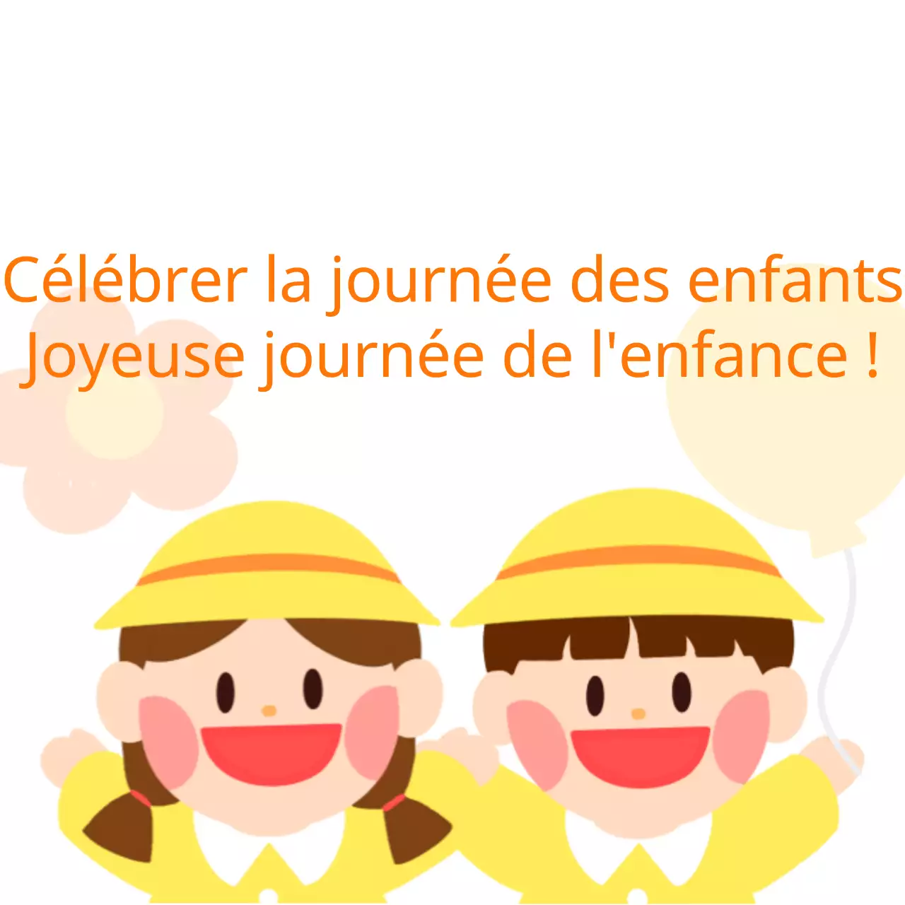 Mignonne calligraphie de la Journée des enfants avec une illustration d'un enfant vêtu de jaune