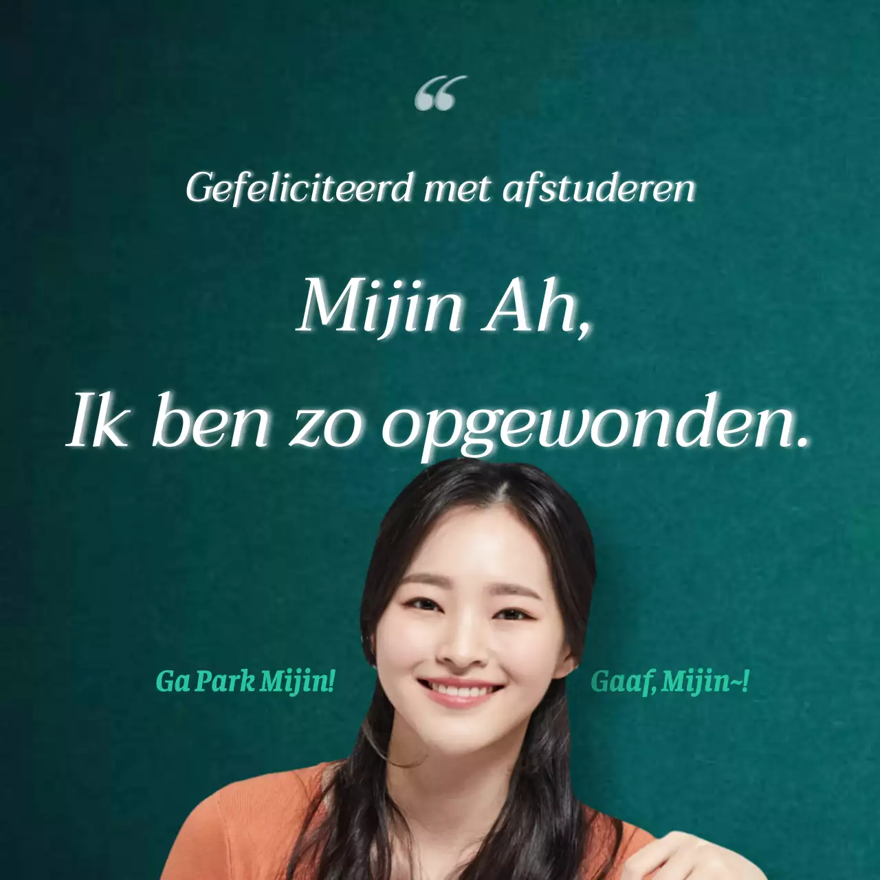 Klassevolle tekst voor afstuderen in een groen kleurverloop