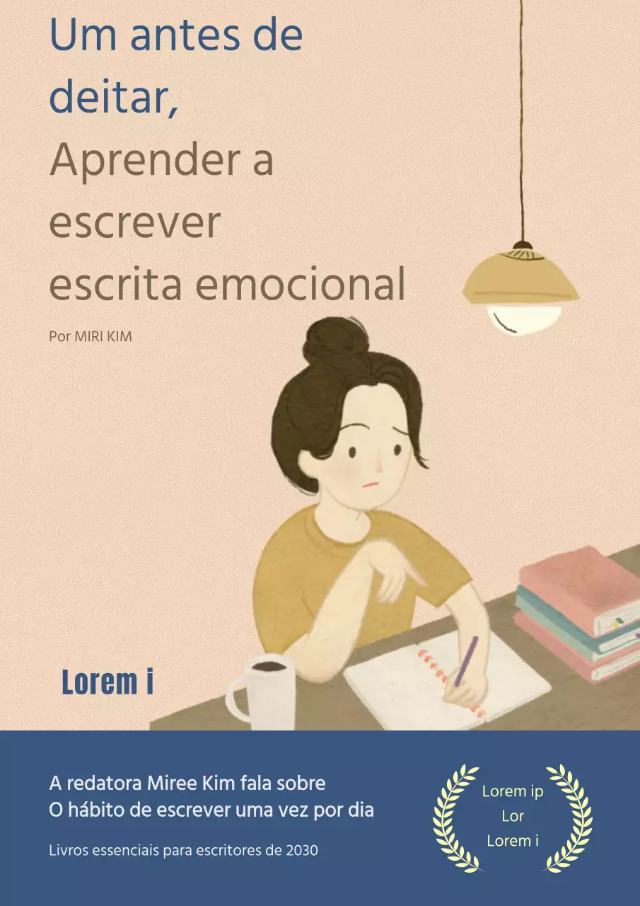 Capa com ilustração de escrita emocional em tons de bege e castanho