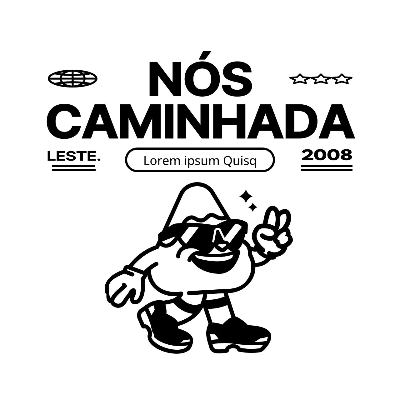T-shirt de grupo de alpinismo com conceito de personagem de montanha da anca