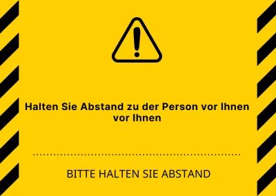 Einfache, saubere Symbol- und Textkombination in Gelb und Schwarz Abstandswarnungen
